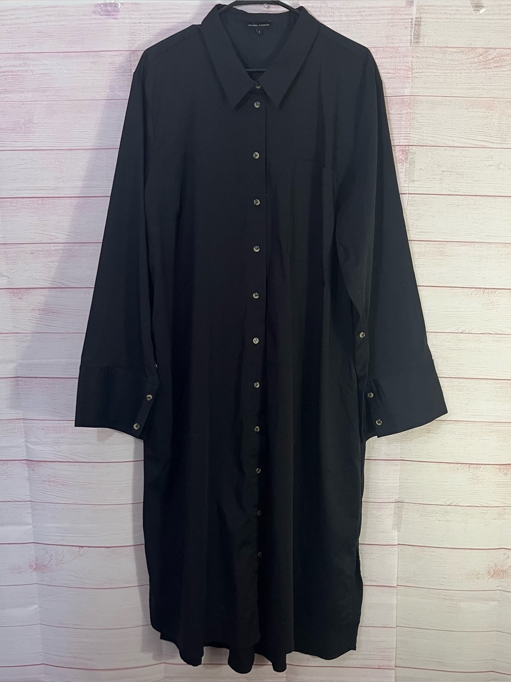 Universal Standard Black Long Sleeve Button Down Shirt Dress Large (22/24)